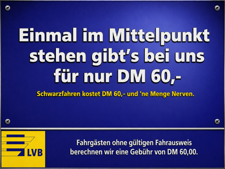 LVB, Schwarzfahren Kampagne (Motiv: Mittelpunkt)