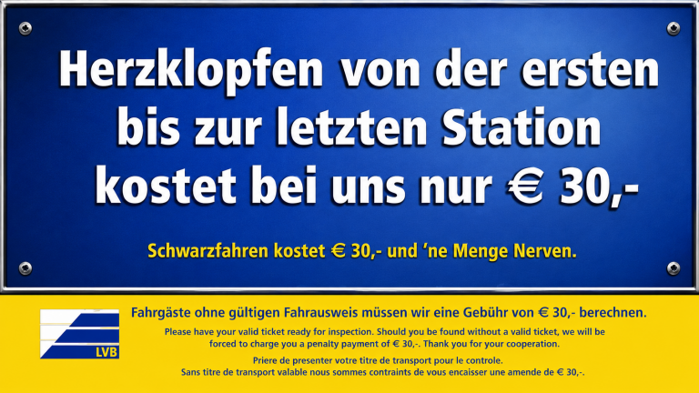 LVB, Schwarzfahren Kampagne (Motiv: Herzklopfen)